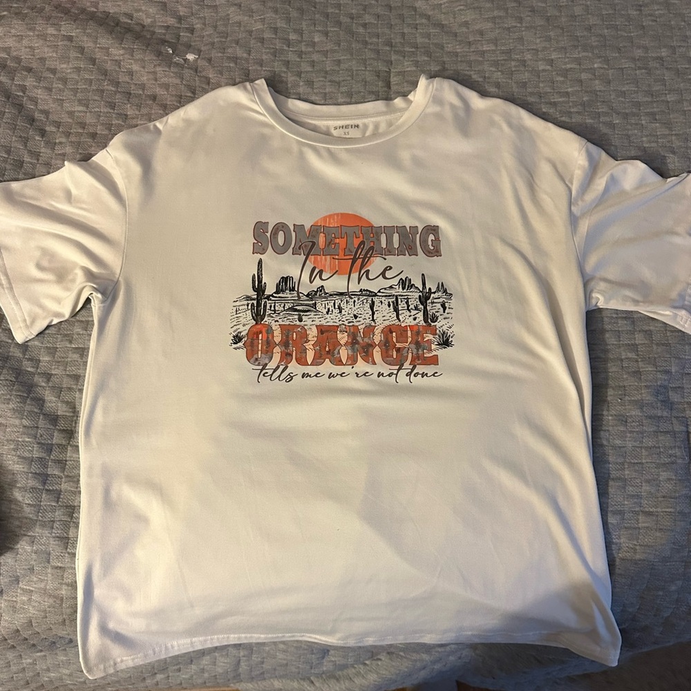 White Graphic T-Shirt Something in the Orange Zach Bryan